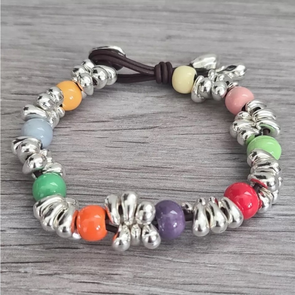 Bohemian Bracelect • DESTINY • Silver plated and multicolored glass beads